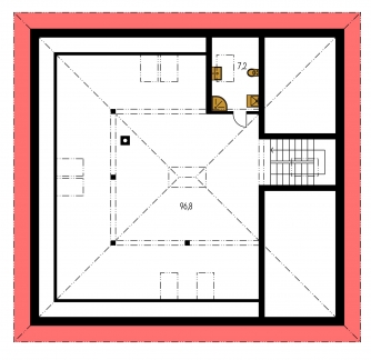 Spiegelverkehrter Entwurf | Grundriss des Obergeschosses - BUNGALOW 42